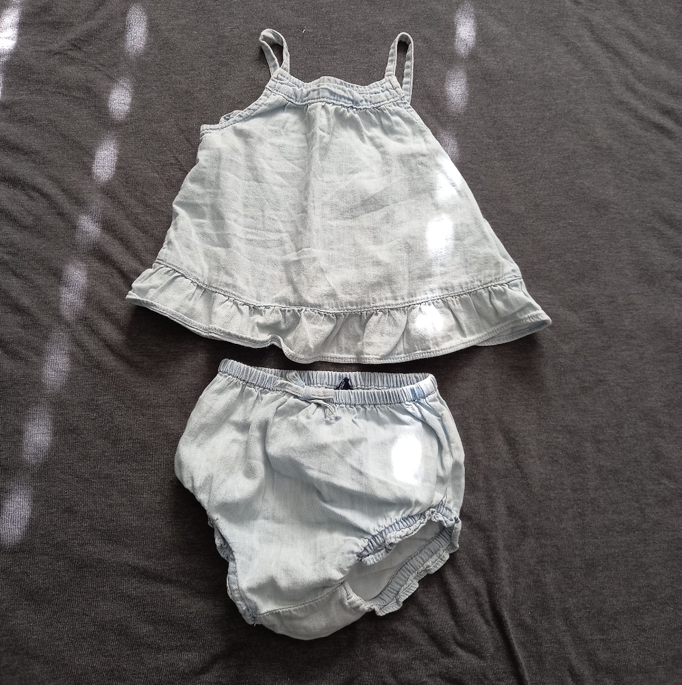 Gap Chambray Matching Tank & Shorts Set